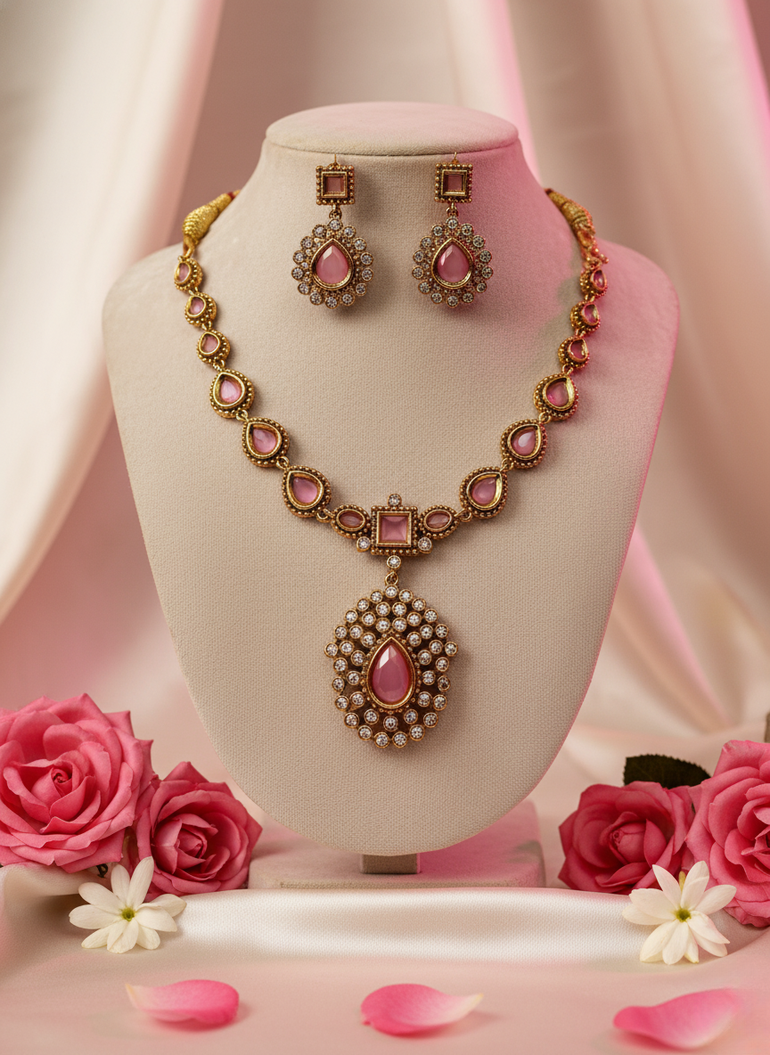 Victorian Pink Royal Necklace Set