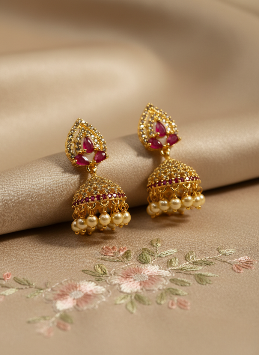 Ruby AD Jhumkis – Royal Radiance