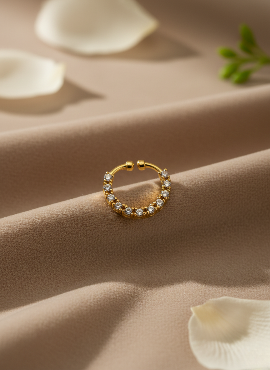 Minimal AD Stone Nose Septum – Gold Finish