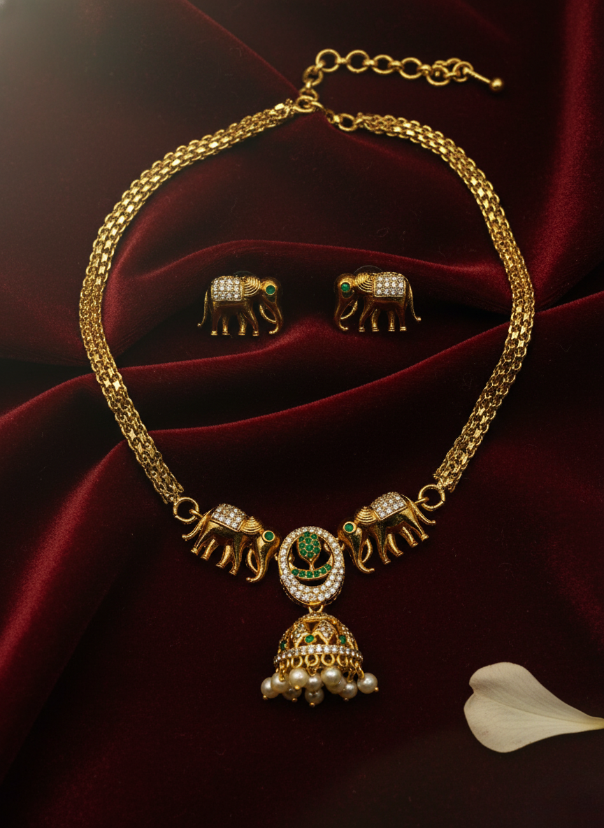 Kashwi Emerald Elephant Heritage Necklace Set