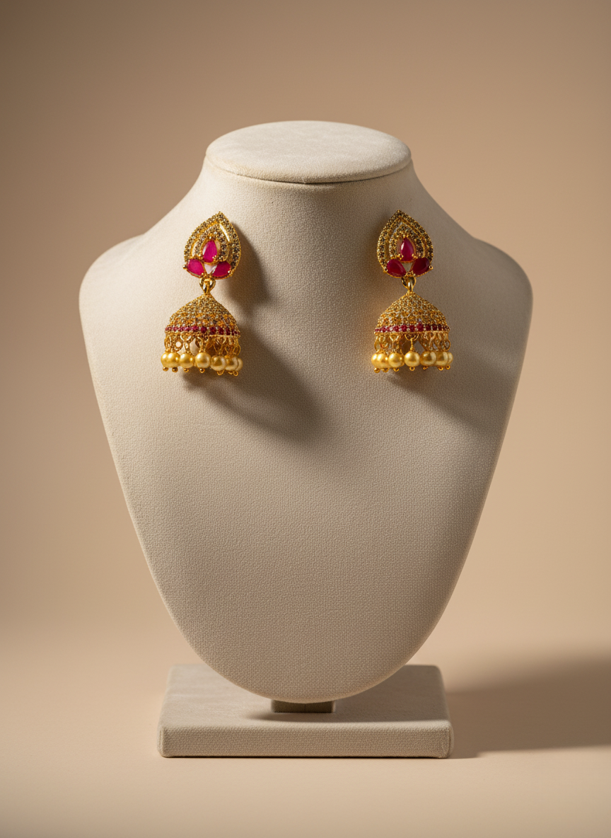 Ruby AD Jhumkis – Royal Radiance