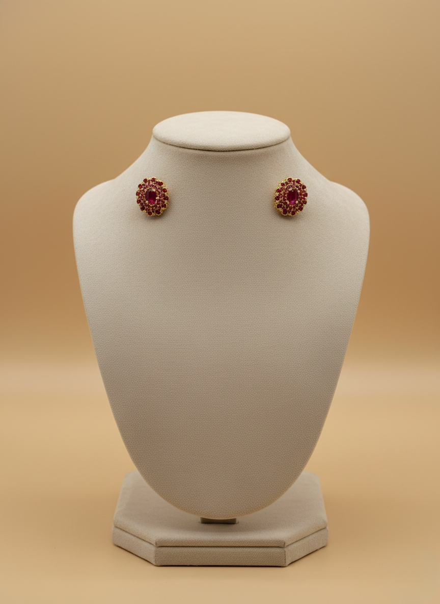 Royal Ruby AD Stud Earrings – Deep Crimson Glow
