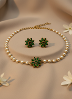 Kashwi Emerald Bloom Pearl Necklace Set