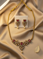Kashwi Ruby Bloom AD Necklace Set
