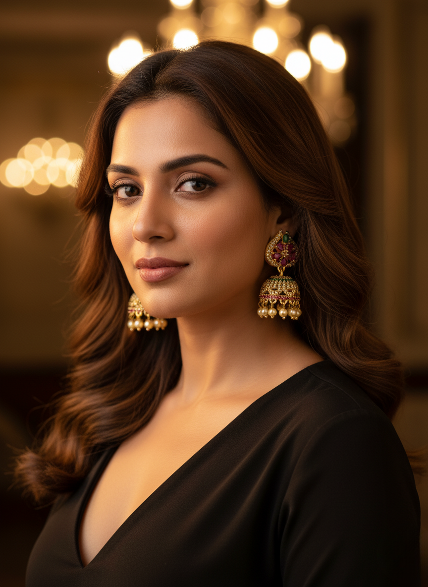 Emerald Ruby AD Jhumkis – Regal Bloom