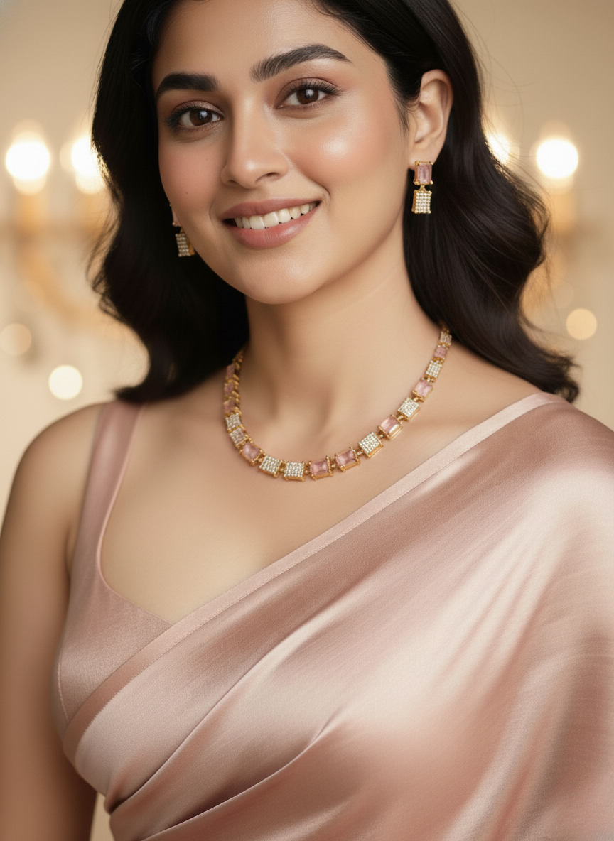 Kashwi Blush Prism AD Necklace Set