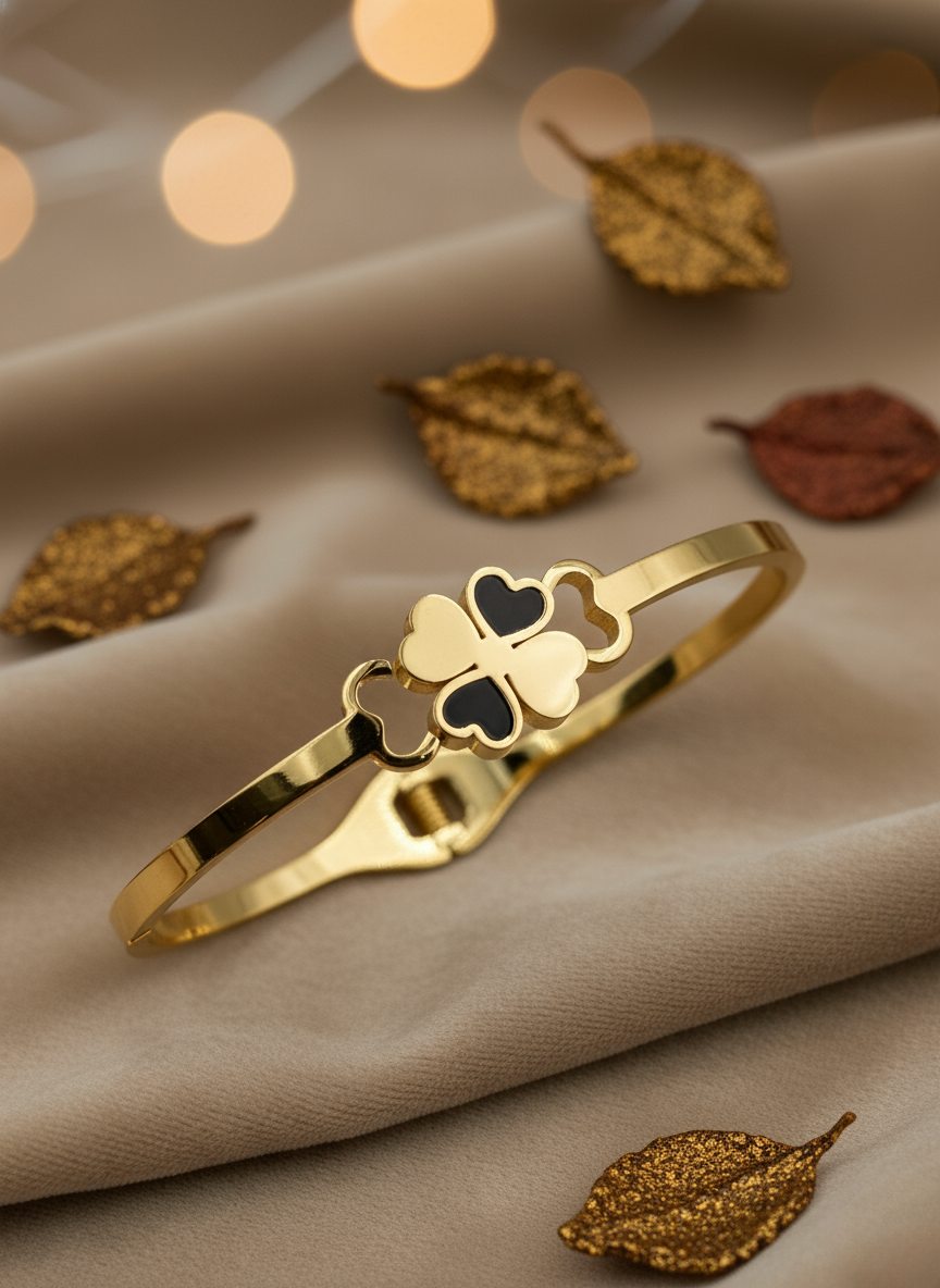 Four Hearts Bracelet – Korean Minimal Gold Elegance