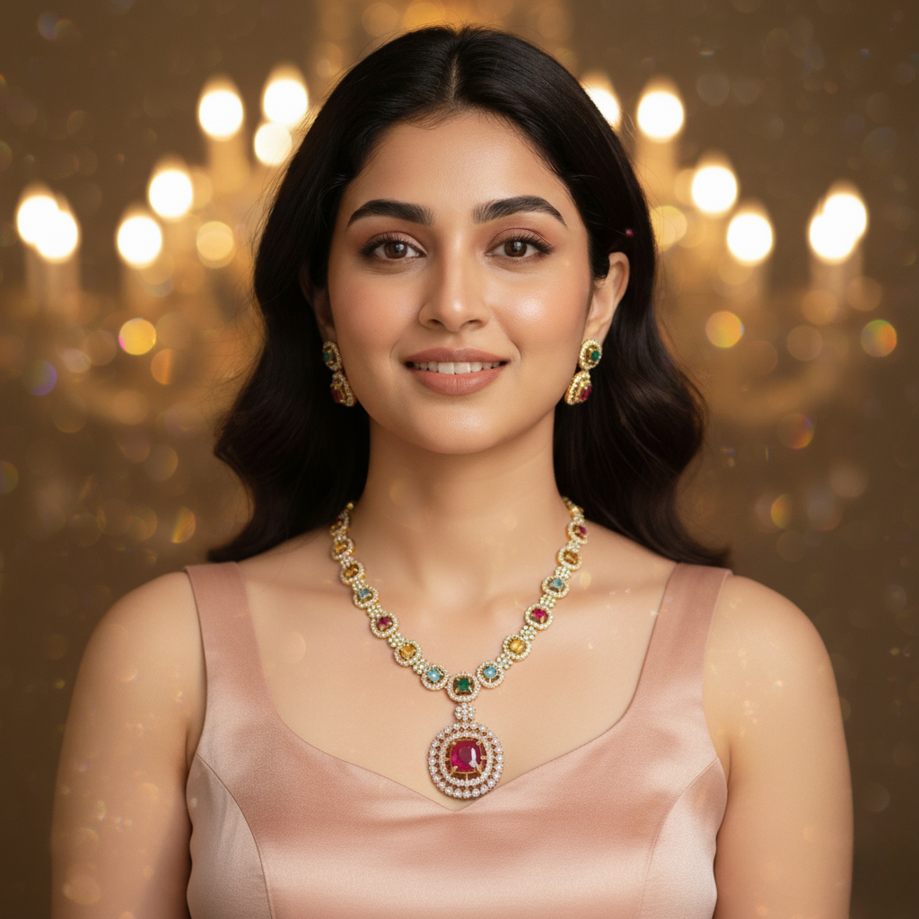 Kashwi Regal Spectrum AD Necklace Set