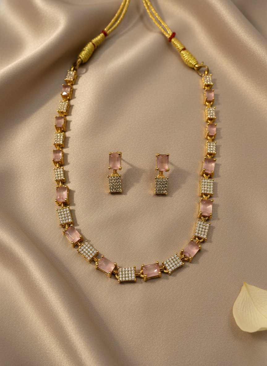 Kashwi Blush Prism AD Necklace Set