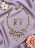 Pink Blush AD Hasli Necklace Set