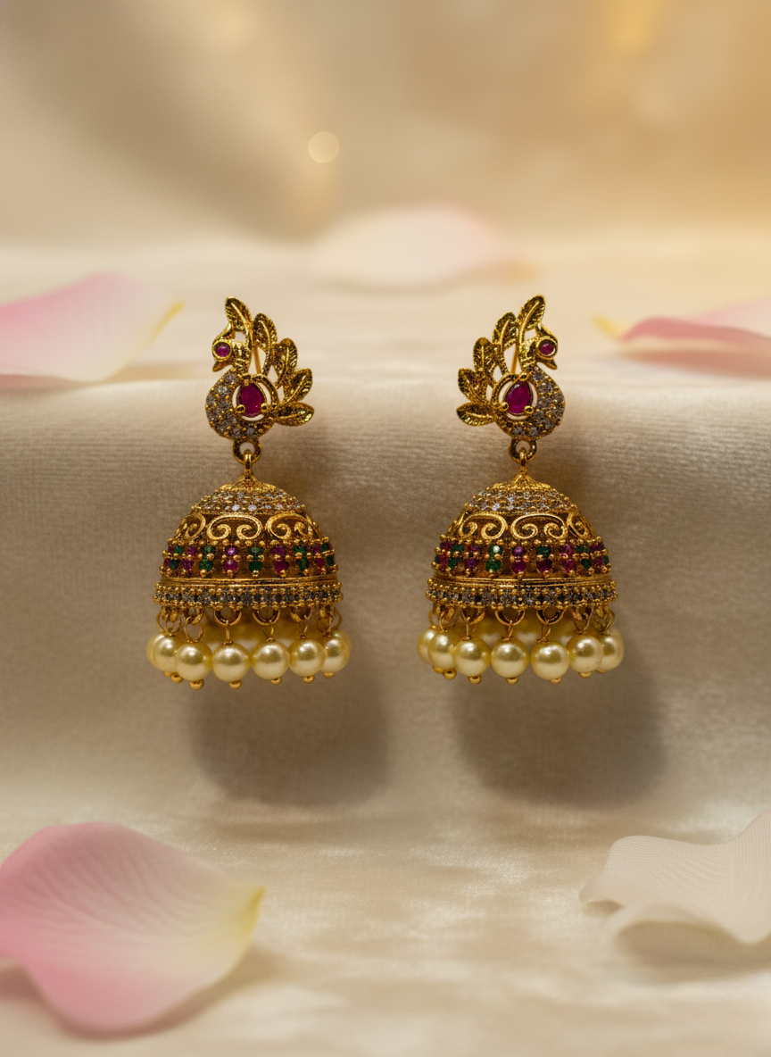 Peacock AD Jhumkis – Royal Heritage