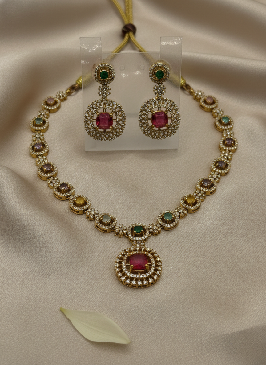 Kashwi Regal Spectrum AD Necklace Set