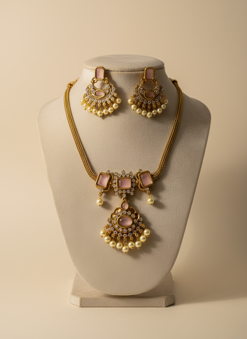 Kashwi Blush Radiance AD Necklace Set