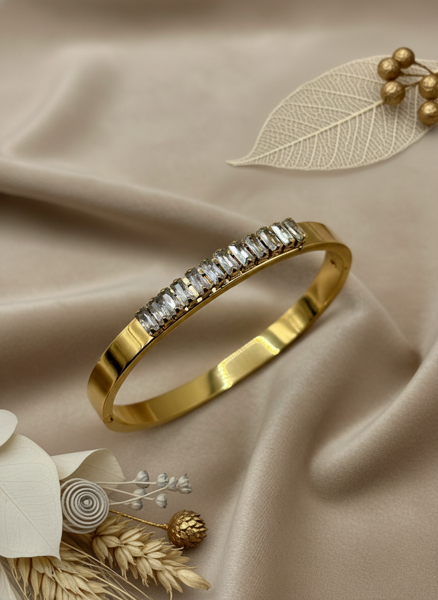 Linear Crystal Gold Bracelet – Korean Luxe Classic