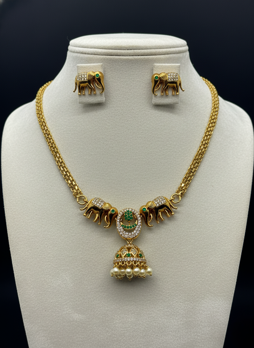 Kashwi Emerald Elephant Heritage Necklace Set