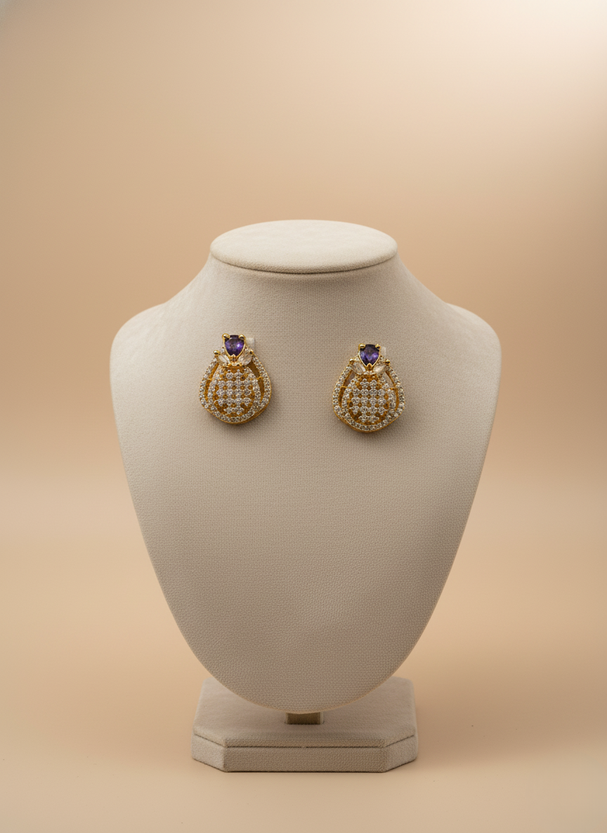 Amethyst Drop AD Stud Earrings – Violet Luxe